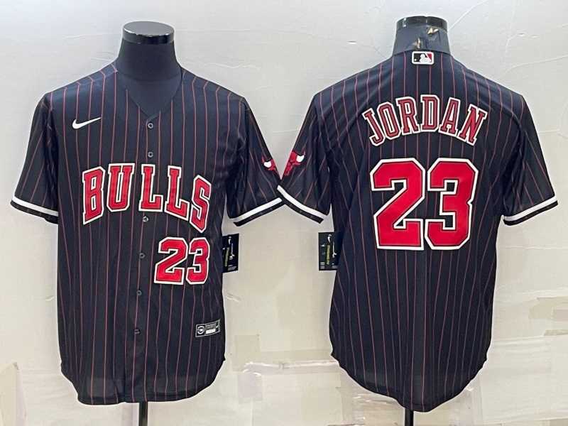 Men%27s Chicago Bulls #23 Michael Jordan Black Cool Base Stitched Baseball Jersey